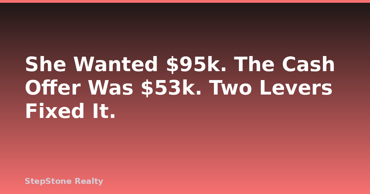 She Wanted $95k. The Cash Offer Was $53k. Two Levers Fixed It.